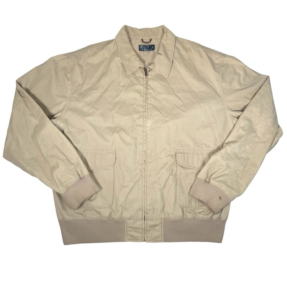 Vintage Polo Ralph Lauren Mens XXL Harrington Full Zip Tan Khaki Jacket
